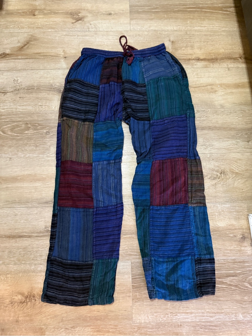 Men's Patchwork Cotton PJs / Harem Pants in Multicolor One Size Fits All